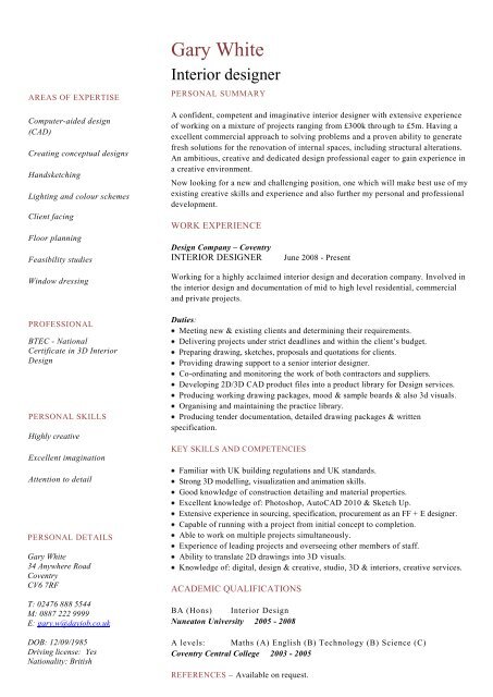 Interior Designer Cv Template Dayjob