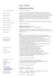 Marketing assistant CV template - Dayjob