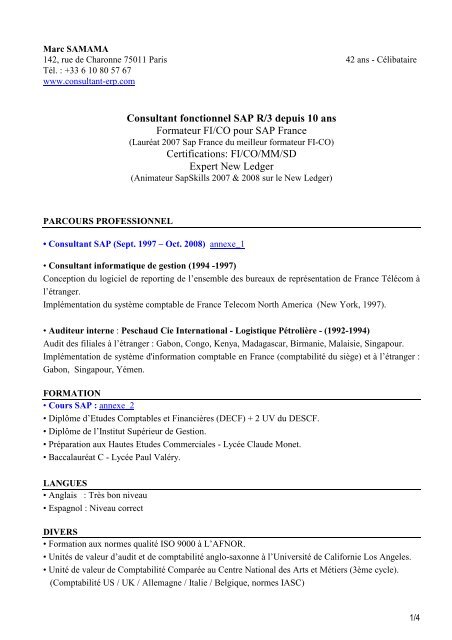 cv consultant sap