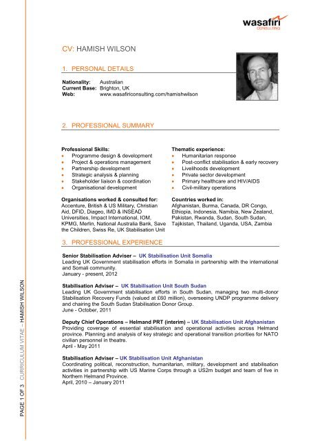 CV: HAMISH WILSON - Wasafiri Consulting - YUMPU