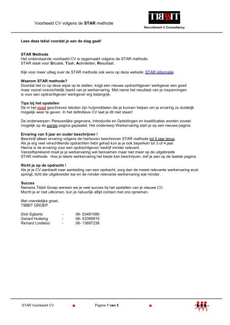 Voorbeeld CV - STAR Methode