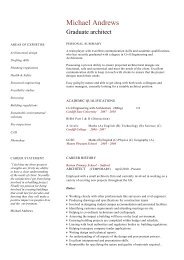 Graduate architect CV sample - Dayjob