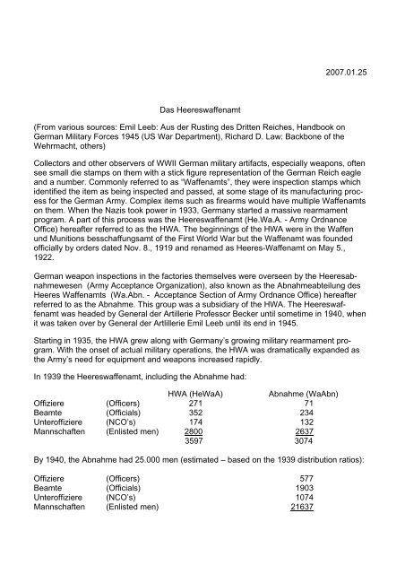 2007.01.25 Das Heereswaffenamt (From various sources ... - NVBMB