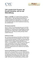 CVC erwirbt 25,01 Prozent der Evonik Industries AG ... - RAG-Stiftung