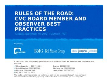 Characteristics of Outstanding CVC Board Members - DLA Piper