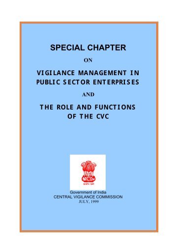 Special Chapter for PSEs notified - Central Vigilance Commission