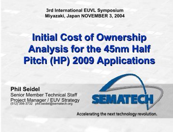 (45nm HP) Cost of Ownership at Wafer Level 300mm for ... - Sematech