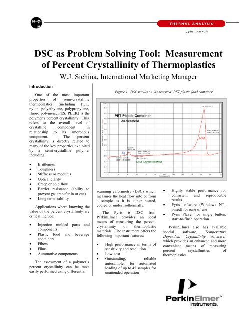 DSC as Problem Solving Tool: Measurement of ... - PerkinElmer