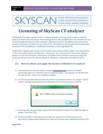 SKYSCan: licensing of ct-analyser software