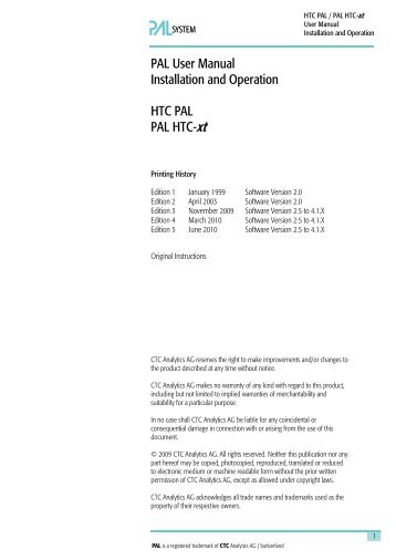 PAL User Manual Installation and Operation HTC PAL ... - PAL System