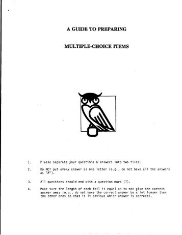 A Guide to Preparing Multiple Choice Questions [pdf