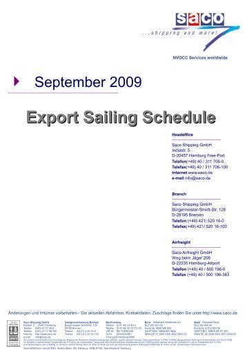 Export Sailing Schedule - SACO Shipping GmbH