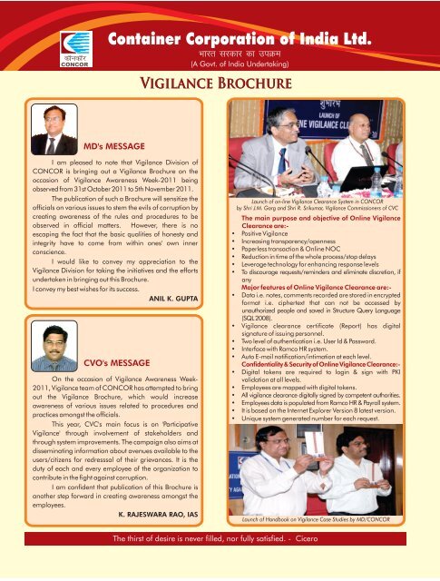vigilance brochure.CDR - Container Corporation of India Ltd.