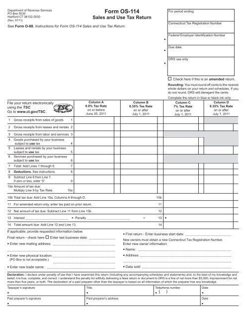 Form Os 114 Sales And Use Tax Return Ct Gov