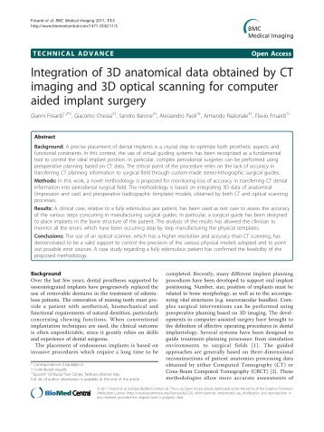 Integration of 3D anatomical data obtained by CT ... - 3D Slicer