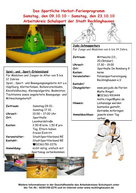 Das Sportliche Sommer-Ferienprogramm 2010 - Stadtsportverband ...