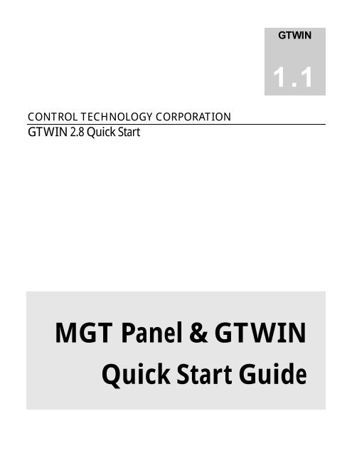 MGT Panel & GTWIN Quick Start Guide - Control Technology ...