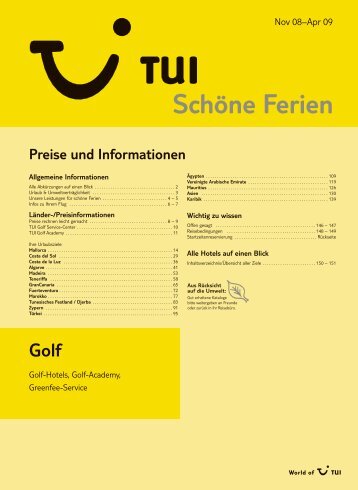 TUI Golf Academy Winter 2008/2009 - tui.com - Onlinekatalog