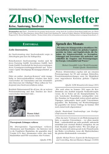 ZInsO-Newsletter 1/2011 - Insolvenzrecht.de