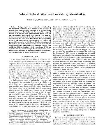 Vehicle Geolocalization based on video synchronization