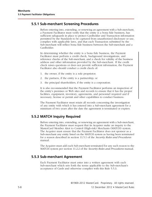 MasterCard Rules (PDF)