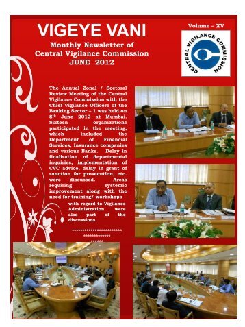 Monthly Newsletter of CVC "VIGEYE VANI" XV - Central Vigilance ...