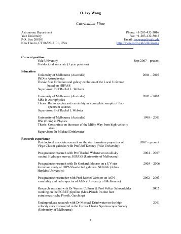 Curriculum Vitae - Department of Astronomy, Yale University