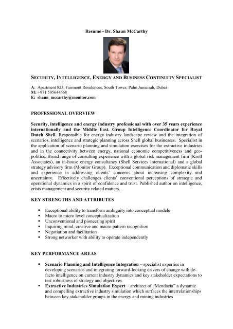 Dr Shaun Mcarthy CV - University of Dundee