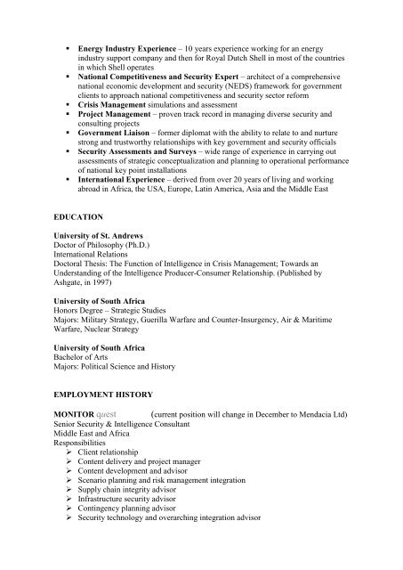 Dr Shaun Mcarthy CV - University of Dundee