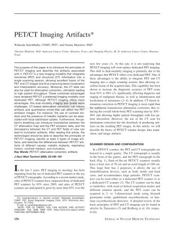 PET/CT Imaging Artifacts* - Journal of Nuclear Medicine Technology