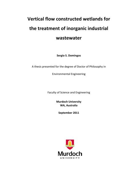 Vertical flow wetlands for the treatment of inorganic ...