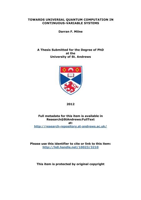 Darran Milne PhD thesis - Research@StAndrews:FullText ...