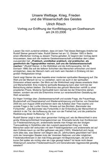 Unsere Weltlage - Goetheanum