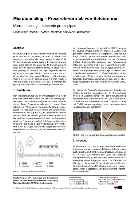 Microtunneling – Pressrohrvortrieb von Betonrohren - iBMB