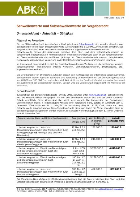 Schwellenwerte und Subschwellenwerte im Vergaberecht