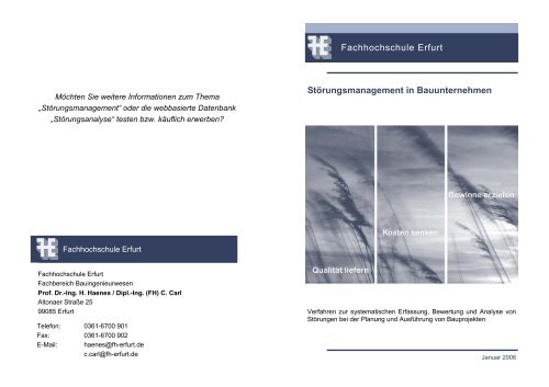 Fachhochschule Erfurt Störungsmanagement in Bauunternehmen