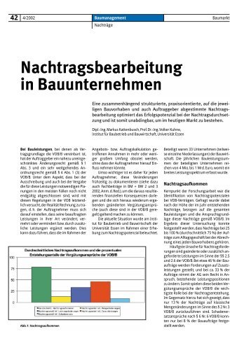 Nachtragsbearbeitung in Bauunternehmen - Bauverlag