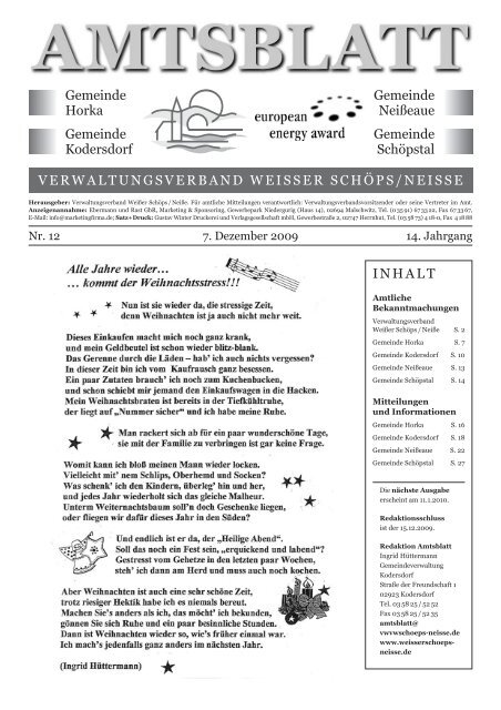 Ausgabe Nr. 12 vom 07. Dezember 2009 - Gemeinde Kodersdorf