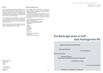 Das Baubudget sicher im Griff – dank Kostengarantie SIA - Metron