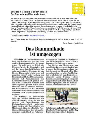 Baumstamm-Mikado - BBS Walter Gropius