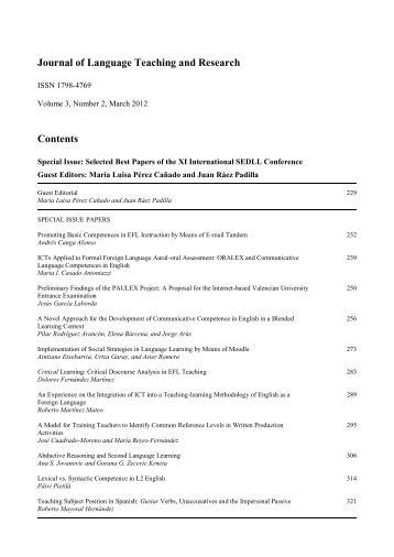Journal of Language Teaching and Research - Academy Publisher