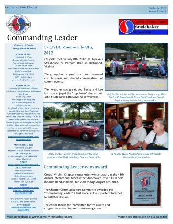 Next Meet - Central Virginia Chapter of the Studebaker Drivers Club