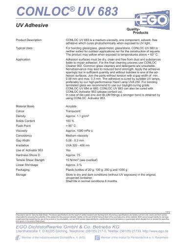 CONLOC® UV 683 - EGO - Dichtstoffwerke