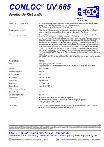 CONLOC® UV 665 - EGO - Dichtstoffwerke