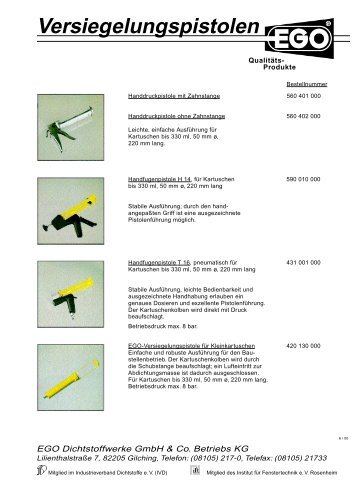 Versiegelungspistolen - EGO - Dichtstoffwerke
