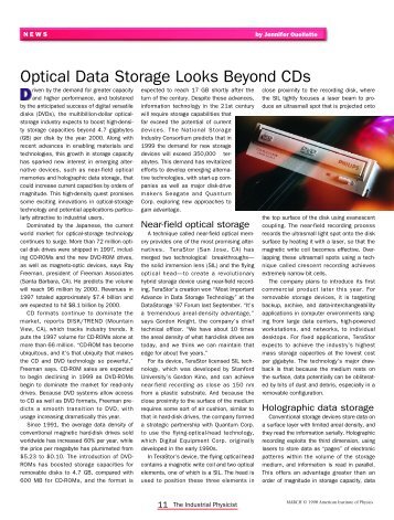 Optical Data Storage Looks Beyond CDs - American Institute of ...