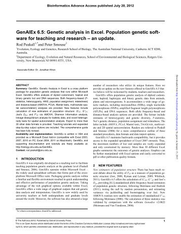 GenAlEx 6.5: Genetic analysis in Excel. Population genetic soft ...