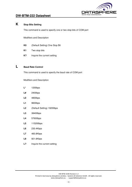 Datasheet - datasphere wireless GmbH