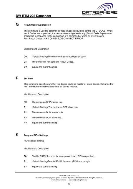 Datasheet - datasphere wireless GmbH