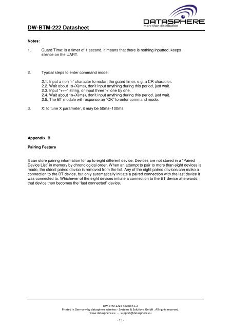 Datasheet - datasphere wireless GmbH